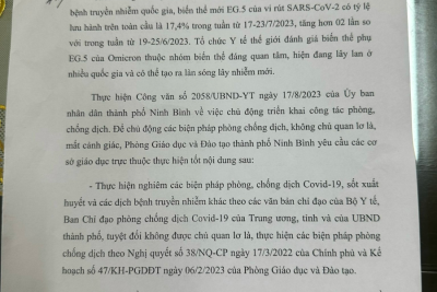 CÔNG VĂN TRIỂN KHAI CÔNG TÁC PHÒNG CHỐNG DỊCH
