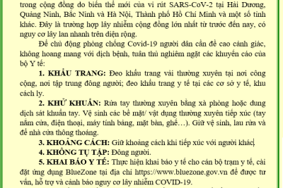 THỰC HIỆN 5K TRONG PHÒNG CHỐNG DỊCH BÊNH COVID-19