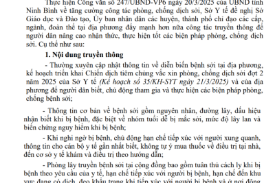 TĂNG CƯỜNG TRUYỀN THÔNG PHÒNG, CHỐNG BỆNH SỞI