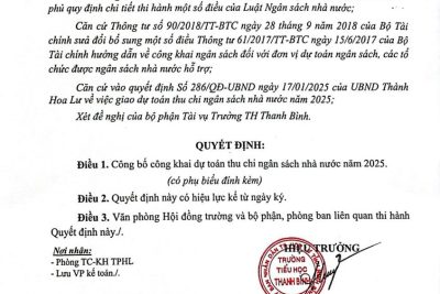 quyết định công khai dự toán thu chi ngân sách nhà nước năm 2025