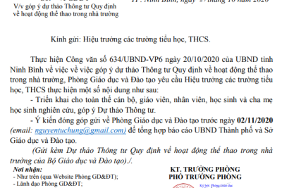 PHỤ HUYNH HỌC SINH ĐÓNG GÓP Ý KIẾN VÀO DỰ THẢOTHÔNG TƯ QUY ĐỊNH VỀ HOẠT ĐỘNG THỂ THAO TRONG NHÀ TRƯỜNG