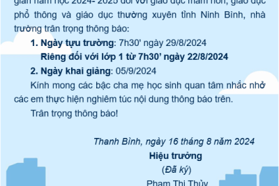 LICH TỰU TRƯỜNG NĂM HỌC 2024 – 2025