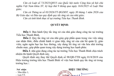 QUY TẮC ỨNG XỬ CỦA NHÀ GIÁO